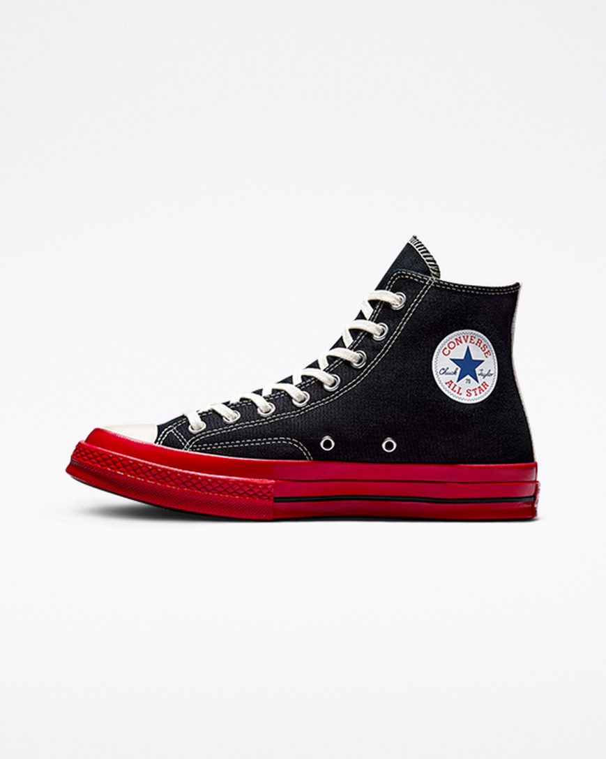 Tenis Converse x Comme des Garçons PLAY Chuck 70 Cano Alto Masculino Pretas Vermelhas | PT Q0P945T